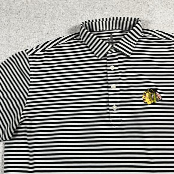 Johnnie O Polo Shirt Mens L Stripe Chicago Blackhawks Performance Stretch Golf - Picture 5 of 11